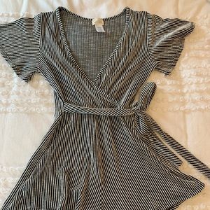 Black and white striped romper